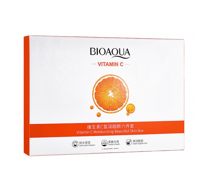 Натуральный набор Bioaqua Vitamin C Set 6 в 1 для сужения пор и увлажнения кожи лица