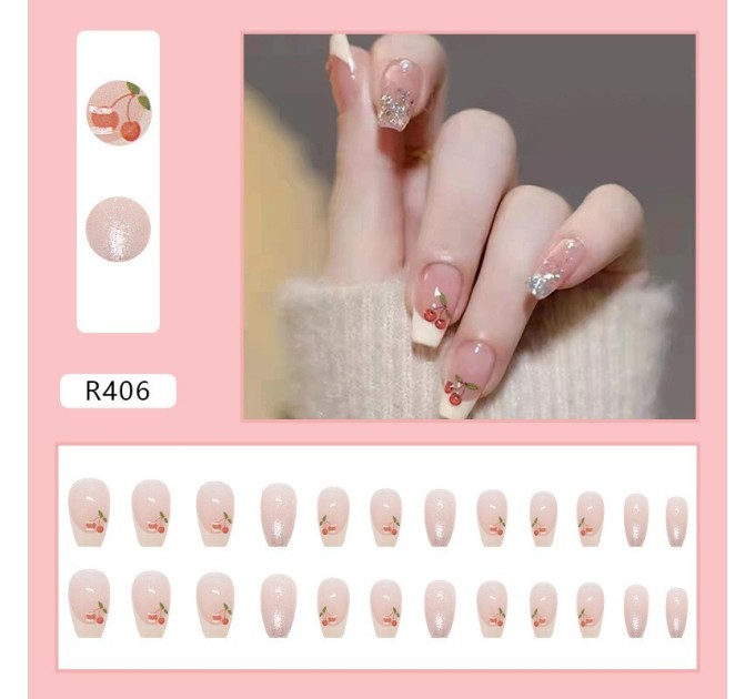 Nail Overlays with Bananahall R406 Beige Glue - 24 pcs (A9873) at agon-v.com.ua