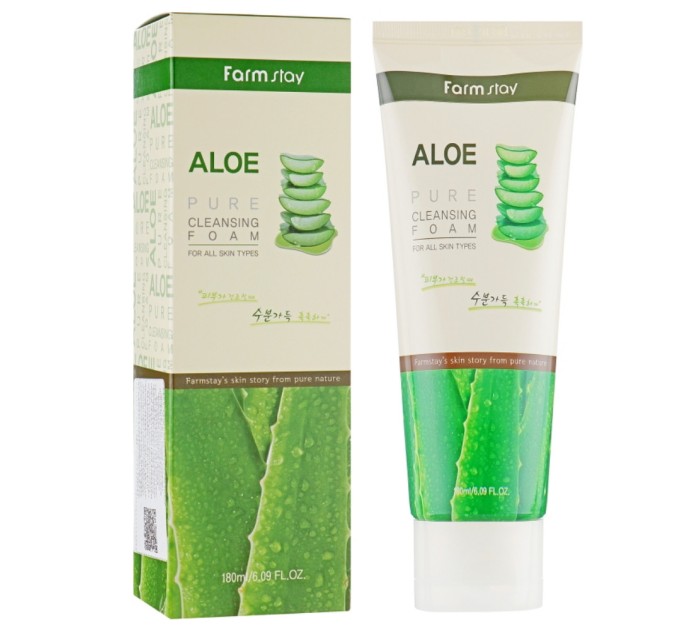 Увлажняющая пенка для умывания лица с соком алоэ Farmstay Aloe Pure Cleansing Foam 180 мл (8809317289465)