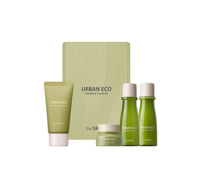 Набор миниатюр THE SAEM Urban Eco Harakeke Travel 4 Kit: увлажнение с экстрактом новозеландского льна, 95 мл, 4 шт.