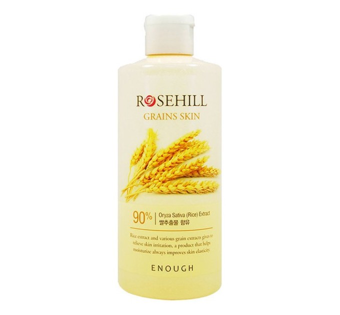 Омолаживающий тонер для лица с рисом и центеллой азиатской Enough Rosehill Grains Skin 90% 300 мл (8809474494023)