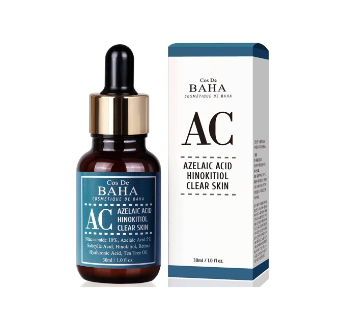 Сыворотка для лечения акне с азелаиновой кислотой Cos De BAHA Azelaic Acid Hinokitiol Clear Skin 30 мл (8809240318362)