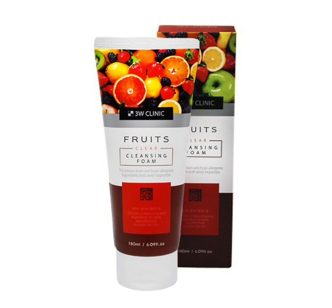 Пенка для умывания с фруктовыми экстрактами 3W Clinic Fruits Clear Cleansing Foam 180 мл (8809494585213)