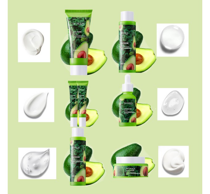 Покращуй свою шкіру з набором Bioaqua Niacinome Avocado Elasticity Moisturizing 6 в 1 з авокадо та ніацинамідом