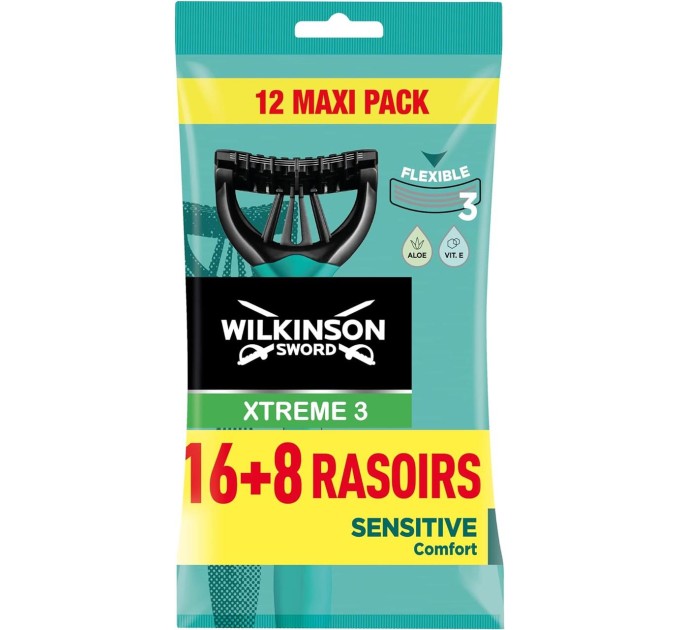 Идеальный выбор: Одноразовые станки Wilkinson Sword Xtreme 3 Sensitive (16+8 шт.)