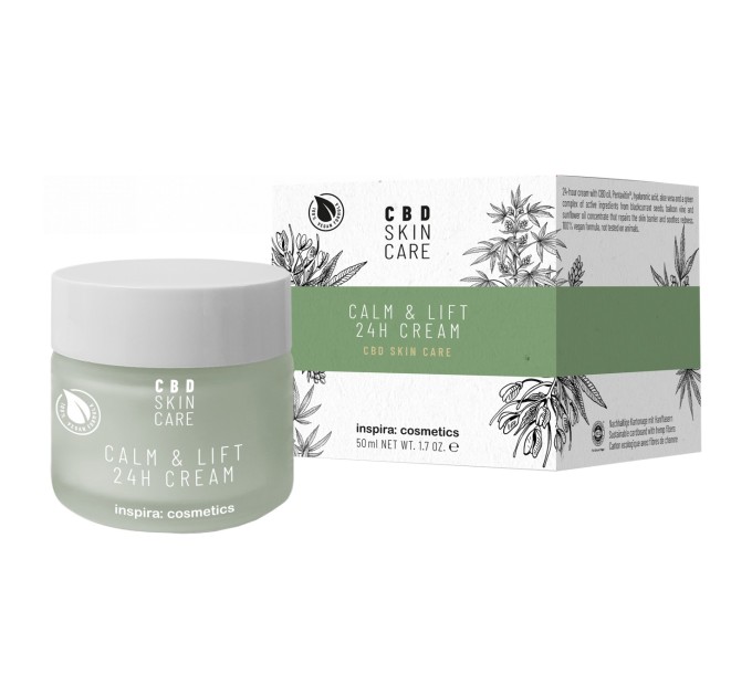 Крем с маслом конопля Успокоение и лифтинг Inspira:cosmetics Calm&Lift 24H Cream CBD Skin Care 50 мл (4251059302577)