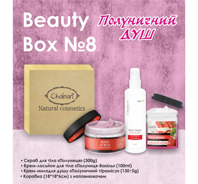 Идеальный подарок: Подарочный набор Chaban Natural Cosmetics Beauty Box Chaban №8 с клубничным душем