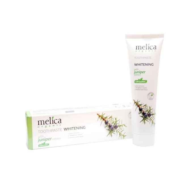 Зубная отбеливающая паста Melica Organic с экстрактом можжевельника - эффективность и натуральность в одном флаконе