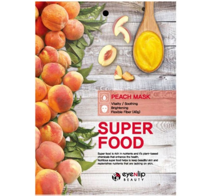 Тканевая маска для лица с персиком Eyenlip Super Food Peach Mask 23 мл (8809555251644)