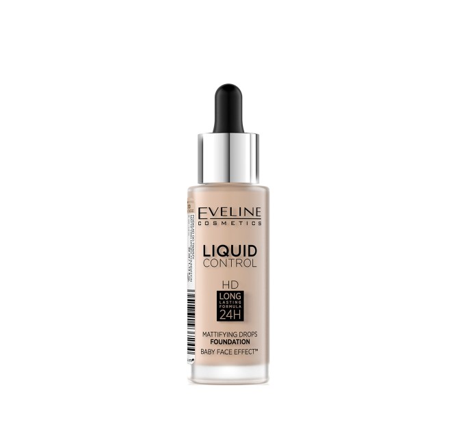 Інноваційна жидка тональна основа Eveline Cosmetics Liquid Control №020 - Rose Beige 32 мл: огляд.