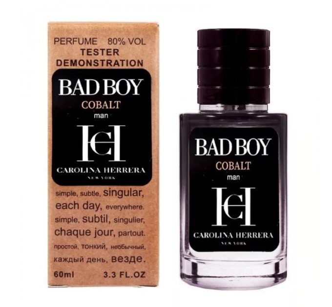 Погрузитесь в электрическую энергию с Carolina Herrera Bad Boy Cobalt Parfum Electrique - Selective Tester 60ml