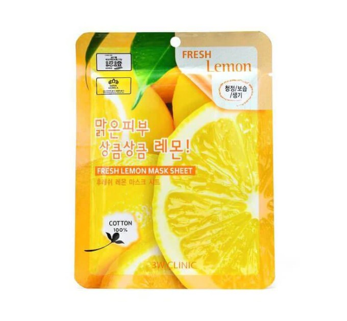 Освежающая маска для лица с лимоном 3w Clinic Fresh Lemon Mask Sheet 1 шт