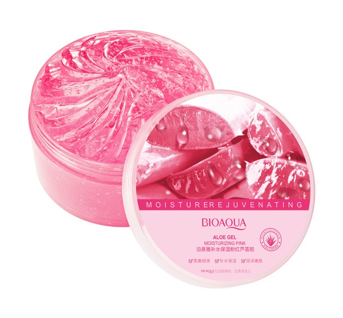 Увлажняющий гель Bioaqua Aloe Gel Moisturizing Pink 300 g: уход с алоэ вера и экстрактом сакуры