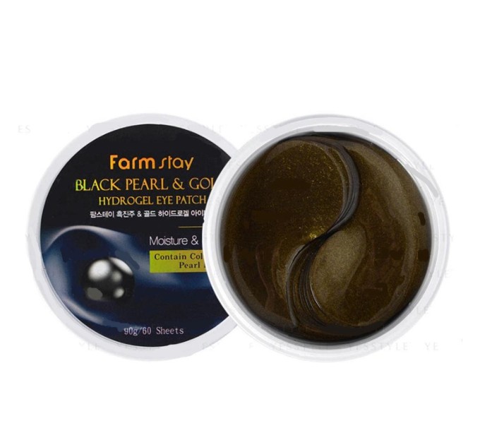 Подарите своим глазам роскошь с патчами Farmstay Black Pearl and Gold Hydrogel Eye Patch