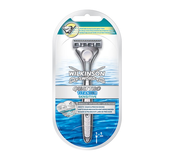 Первоклассная бритва Wilkinson Sword Quattro Titanium Sensitive + 1 картридж - безупречный комфорт бритья на agon-v.com.ua