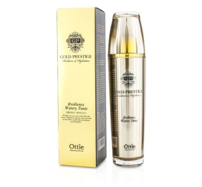 Освежающий и упругостящий тоник Ottie Gold Prestige Resilience Watery Tonic для улучшения качества кожи