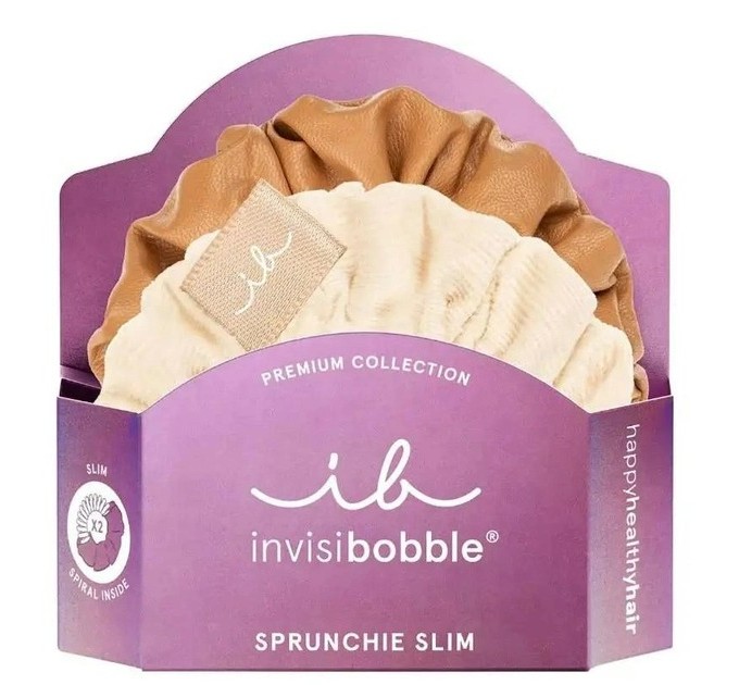 Нежный стиль с резинкой-браслетом invisibobble SPRUNCHIE SLIM PREMIUM Crème De Caramel 2 шт на agon-v.com.ua