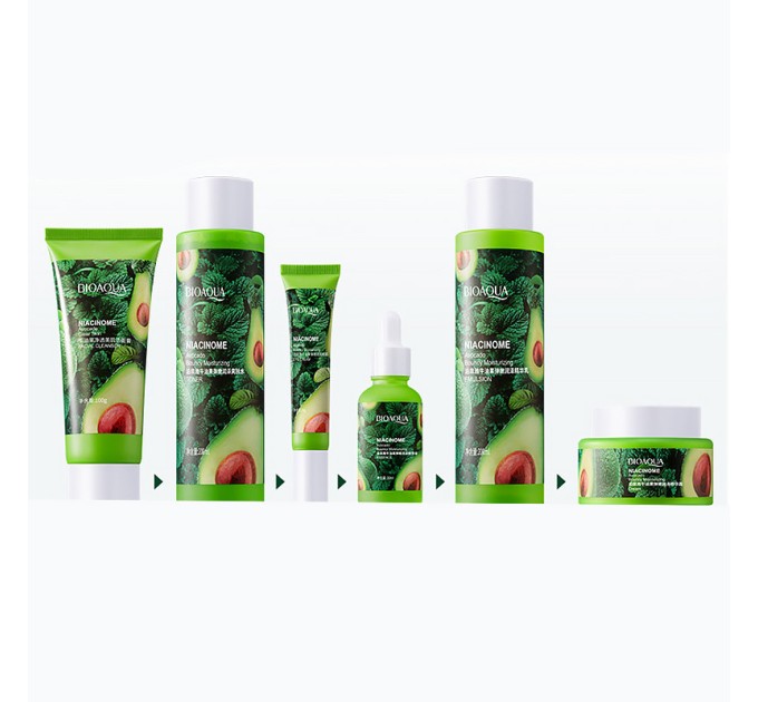 Набор по уходу за лицом Bioaqua Niacinome Avocado Elasticity Moisturizing 6 в 1