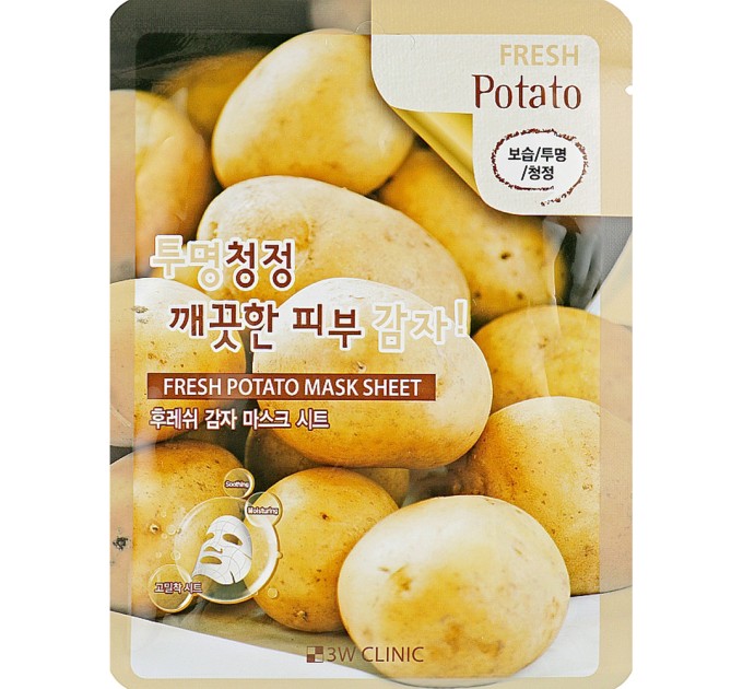 Тканевая маска для лица с экстрактом картофеля 3W Clinic Fresh Potato Mask Sheet 23 г (8809689370006)