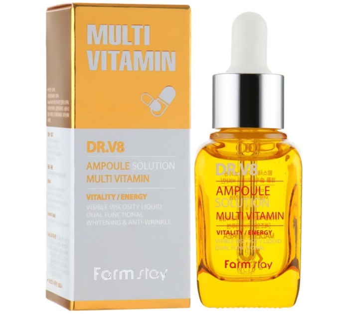 Увлажнююча мультивітамінова сироватка для обличчя Farmstay Dr.V8 Ampoule Solution Multi Vitamin 30 мл (8809595051495)