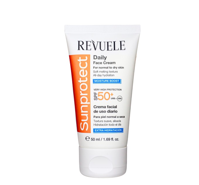 Крем для лица солнцезащитный для нормальной и сухой кожи REVUELE SPF 50+ 50 мл (5060565106574)