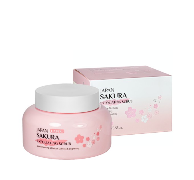 Очищающий скраб пилинг для лица Laikou Japan Sakura Exfoliating Scrub с ниацинамидом 100 г (LK 88965A)