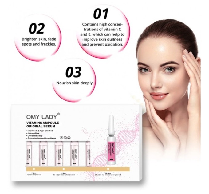 Омолаживающая сыворотка для лица Omy Lady Vitamins Ampoule Original Serum: питательная сила в 7 ампулах