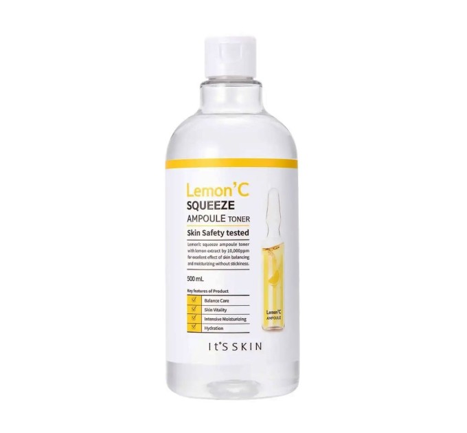 Тонер для лица с экстрактом лимона It's Skin Lemon' C Squeeze Ampoule Toner 500 мл (8809663571771)