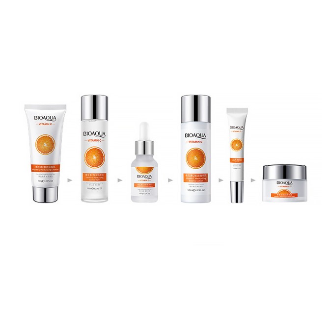 Натуральный набор Bioaqua Vitamin C Set 6 в 1 для сужения пор и увлажнения кожи лица