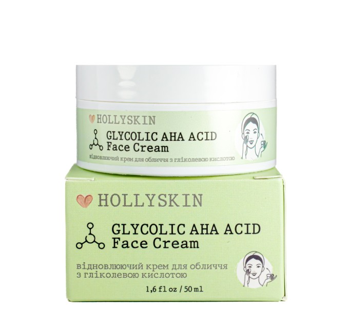 Крем для лица восстанавливающий Hollyskin Glycolic AHA Acid с гликолевой кислотой 50 мл (0213h)