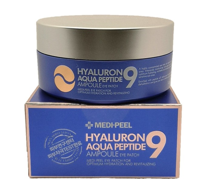 Глубокое увлажнение с пептидным комплексом: Hyaluron Aqua Peptide 9 Ampoule Eye Patch Medi Peel (60 шт)