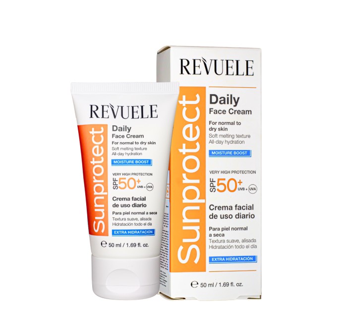 Крем для лица солнцезащитный для нормальной и сухой кожи REVUELE SPF 50+ 50 мл (5060565106574)