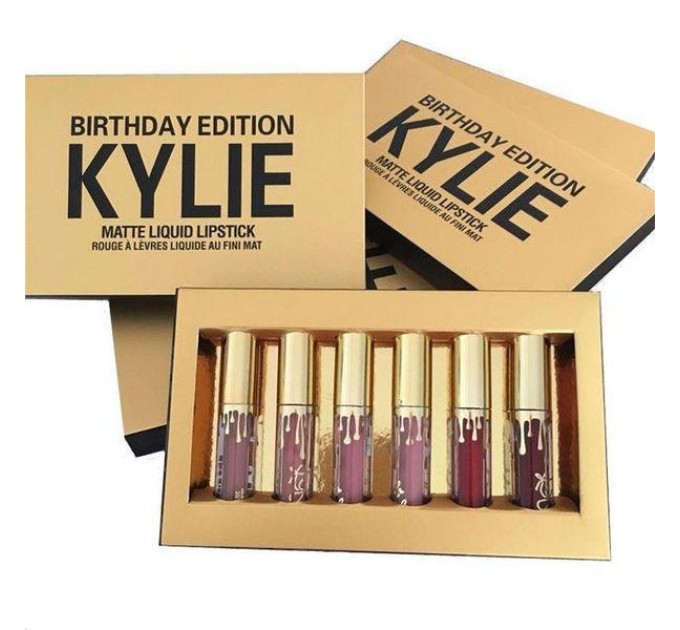 Набор жидких матовых помад 6 в 1 Kylie 8607 Birthday Edition: идеальный подарок на любой праздник!