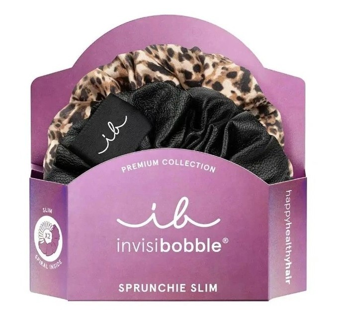 Стильные и удобные резинки-браслеты для волос invisibobble SPRUNCHIE SLIM PREMIUM Leo Is The New Black 2 шт на agon-v.com.ua