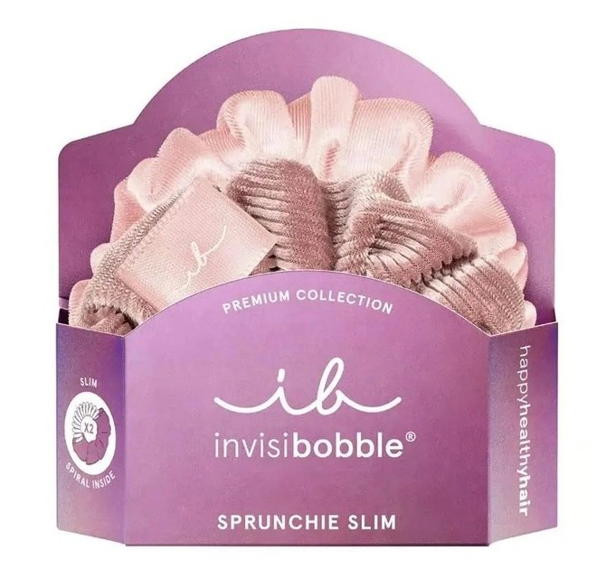 Удивительно стильные волосы с резинкой-браслетом invisibobble SPRUNCHIE SLIM PREMIUM La Vie En Rose 2 шт!