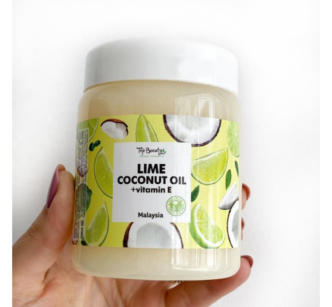 Top Beauty Lime-Coconut: Ароматизированное масло для лица, тела и волос в банке 250 мл