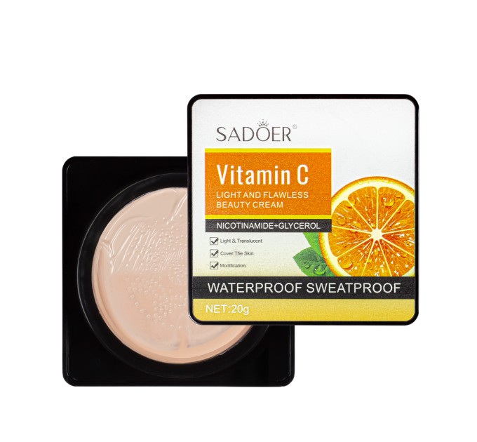 Тональный крем водостойкий и кушон Sadoer Vitamin C Light 20 г 02 Бежево-розовый (SD96000)