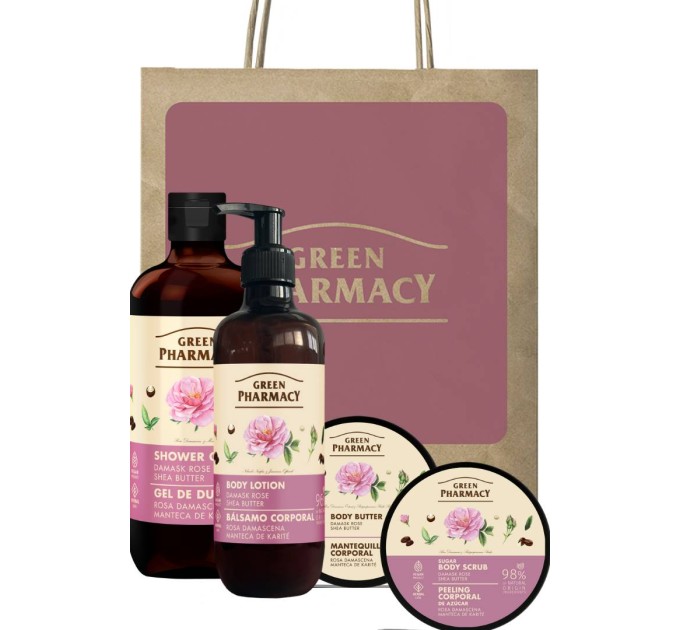 Набор для тела Green Pharmacy Дамасская роза и масло ши: уход в 4 шага!