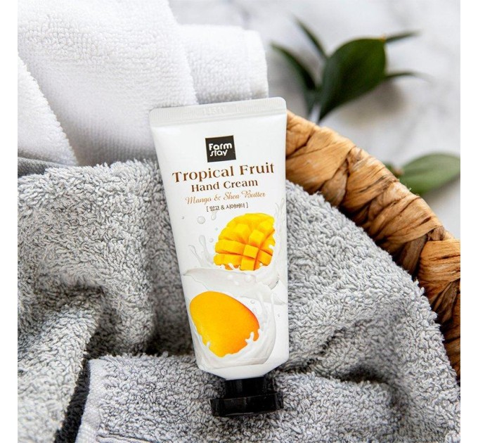 Опреснитель для рук с манго и маслом ши: FARMSTAY Tropical Fruit Hand Cream Mango and Shea Butter 50 мл