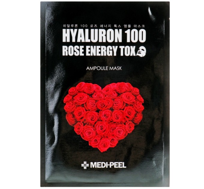 Тканевая ампульная маска для лица с экстрактом розы Medi-Peel Hyaluron 100 Rose Energy Tox Mask 30 г (8809409343600)