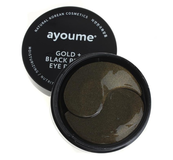 Патчі для очей з золотом та чорним жемчугом Ayoume Gold+Black Pearl Eye Patch 60 шт 84г - ефективний догляд