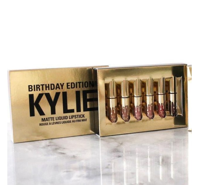 Набор жидких матовых помад 6 в 1 Kylie 8607 Birthday Edition: идеальный подарок на любой праздник!