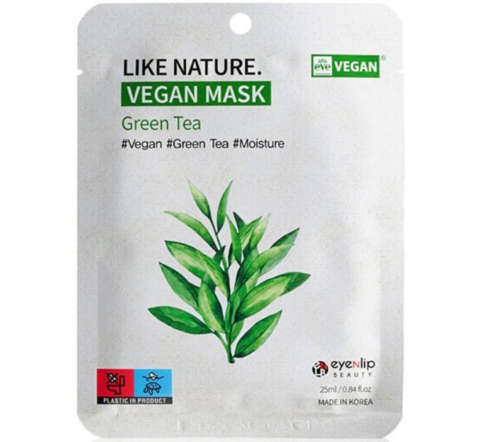 Маска для лица с зеленым чаем Eyenlip Like Nature Vegan Mask Pack Green Tea 25 мл (8809555253082)