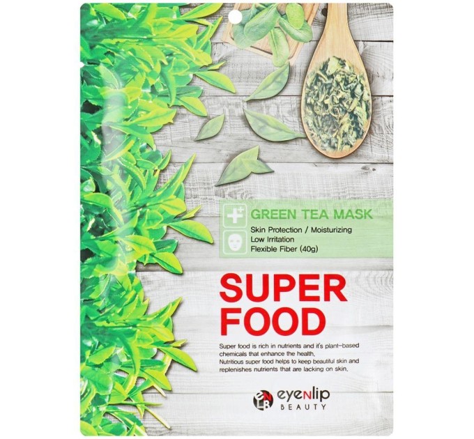 Тканинна маска для обличчя Eyenlip Зелений чай Super Food Green Tea Mask 23 мл 8809555251415 купити в Україні