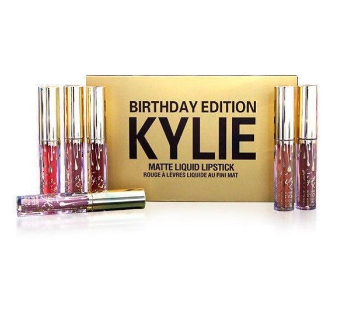 Набор жидких матовых помад 6 в 1 Kylie 8607 Birthday Edition: идеальный подарок на любой праздник!