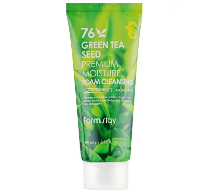 Пенка для умывания с семенами зеленого чая Farmstay Green Tea Seed Premium Moisture Foam Cleansing 100 мл (8809469775137)