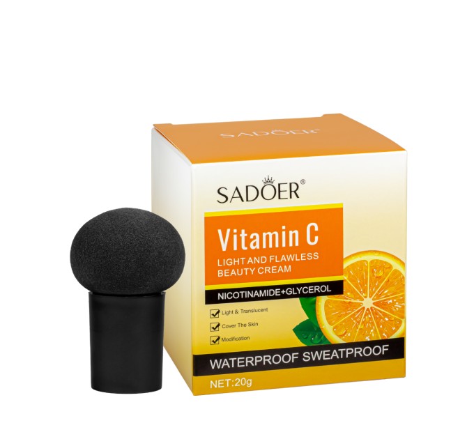 Тональный крем водостойкий и кушон Sadoer Vitamin C Light 20 г 02 Бежево-розовый (SD96000)