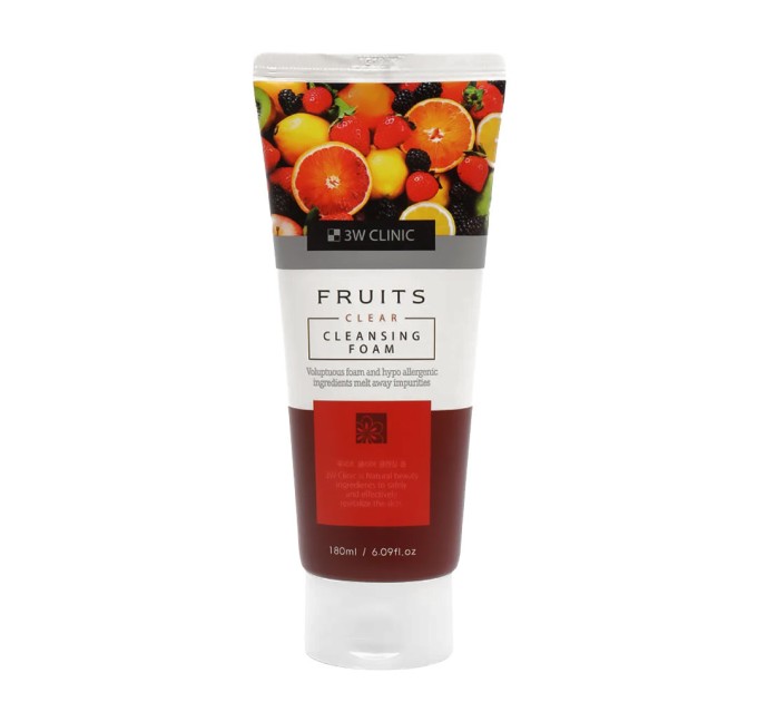 Пенка для умывания с фруктовыми экстрактами 3W Clinic Fruits Clear Cleansing Foam 180 мл (8809494585213)