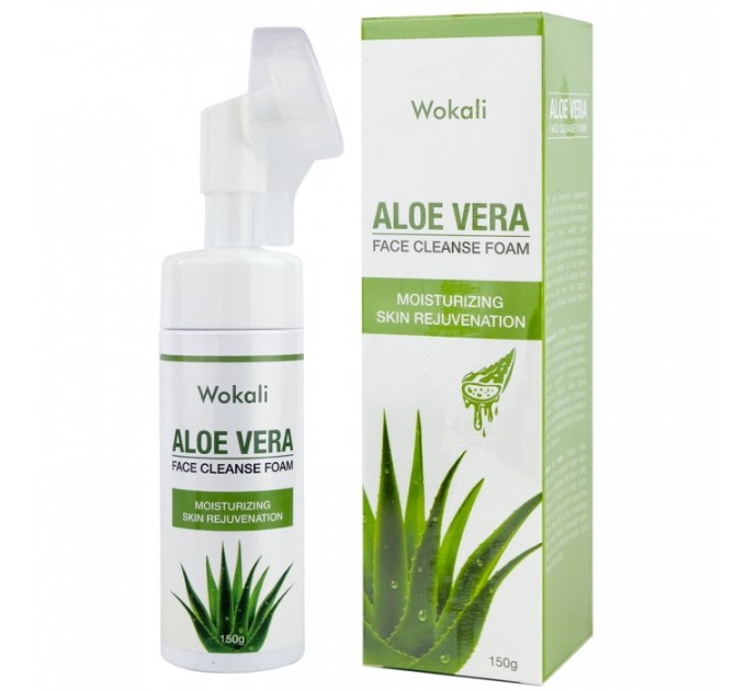 Освежающая пенка-мусс Wokali Aloe Vera для умывания лица с экстрактом алоэ вера - 150 мл