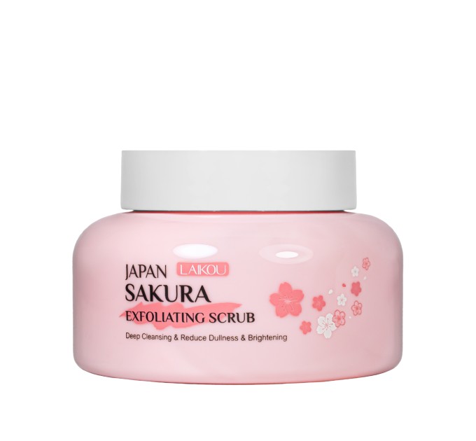 Очищающий скраб пилинг для лица Laikou Japan Sakura Exfoliating Scrub с ниацинамидом 100 г (LK 88965A)